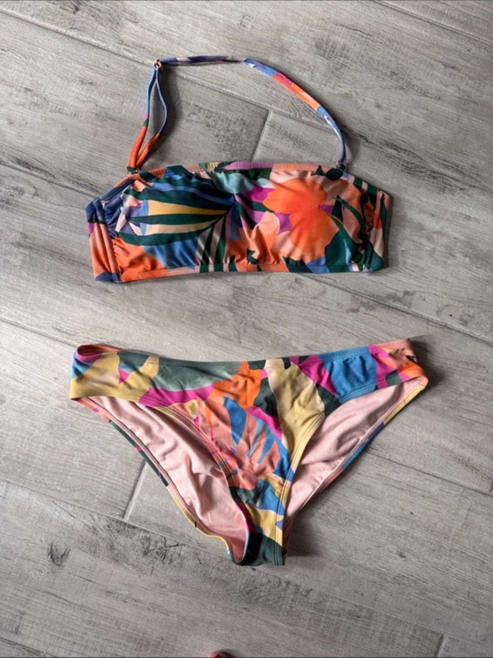 Tropical Multicolor Bandeau Bikini Set